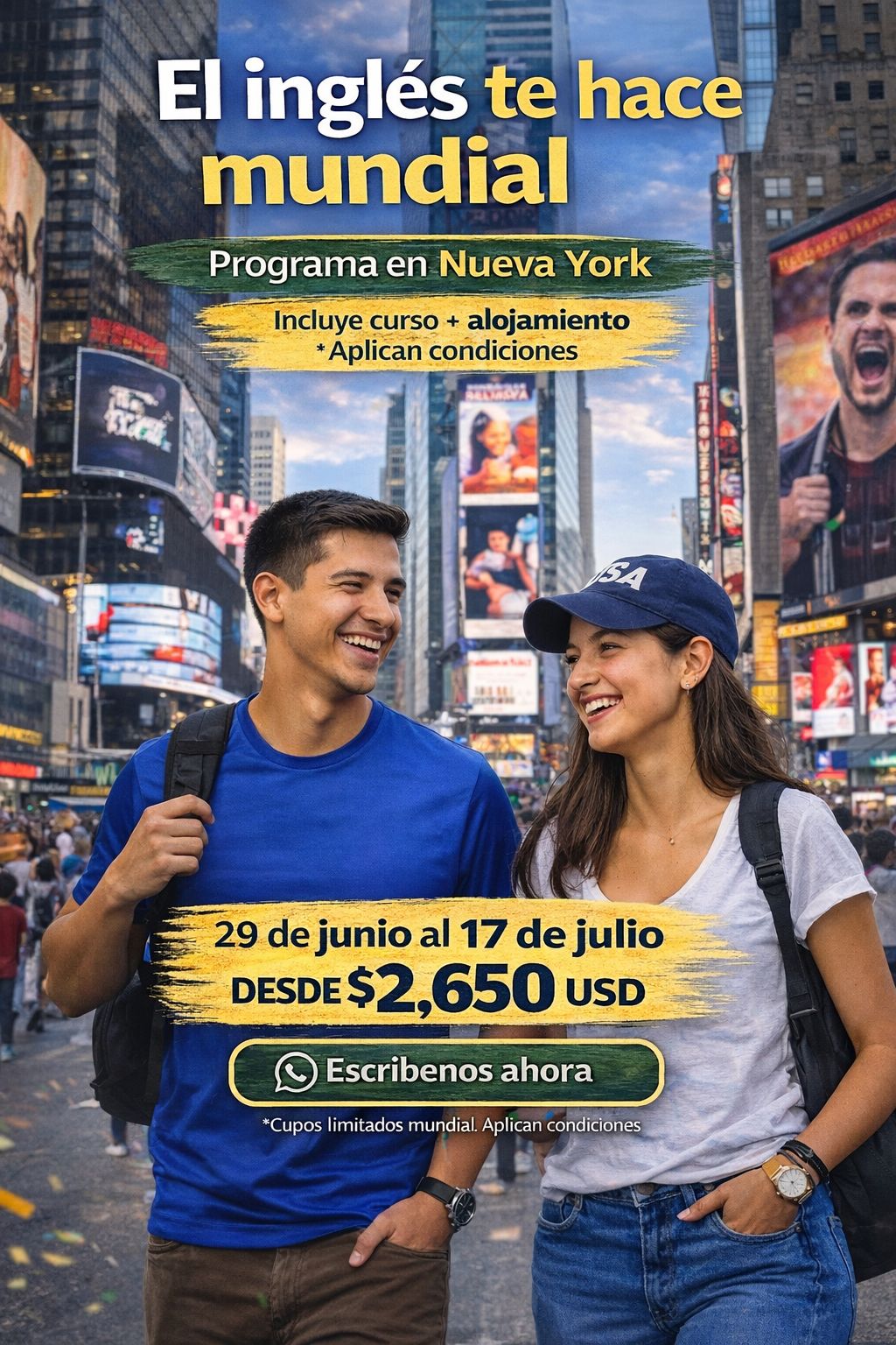 Estudia inglés este junio y julio 2026 en Estados Unidos